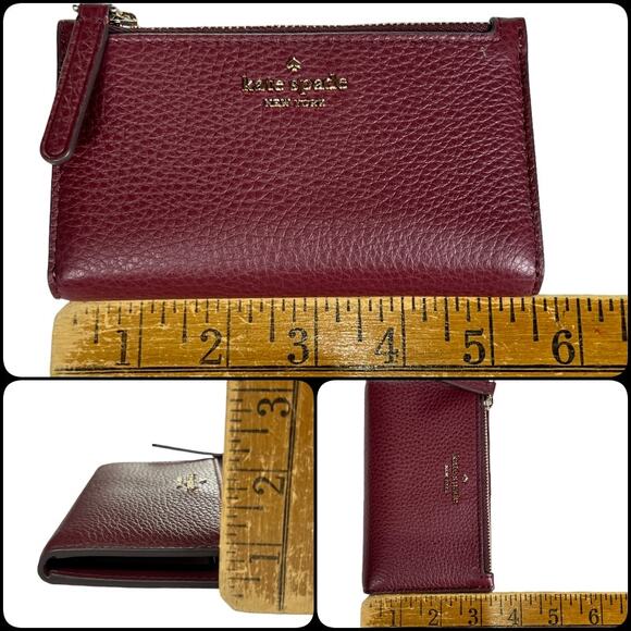 Kate Spade Jackson Shoulder Bag & Wallet Medium Flap Pebbled Leather Cherrywood - Picture 16 of 16